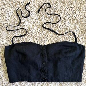 Reformation Black Halter Crop Top